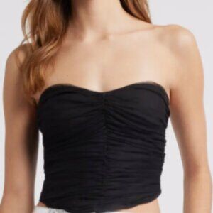 Open Edit Tulle Ruched Strapless Bustier Top Size M NWT
